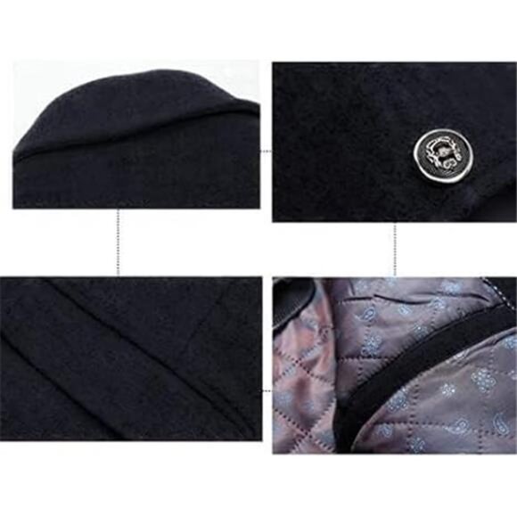 Mens WoolBlend Coat Winter Trench Coat with Detachable SoftScarf Single Breasted - Picture 6 of 8